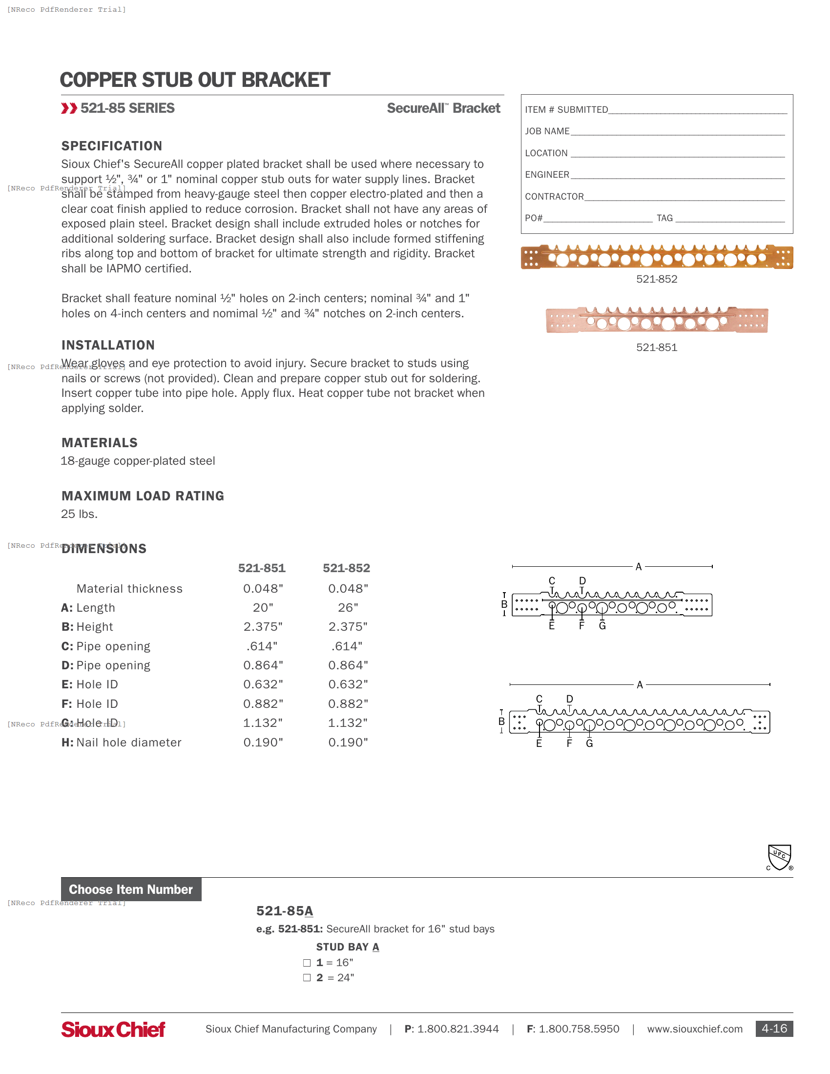 521 SERIES - SECUREALL BRACKET - SPEC SHEET.PDF Specification Document
